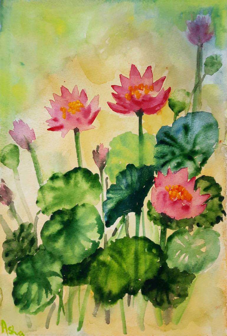 Original Contemporary Floral Painting by Asha Shenoy 