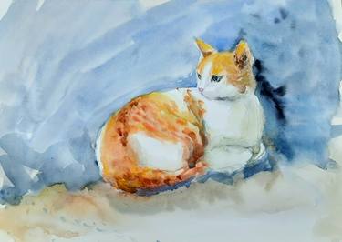 Print of Impressionism Cats Paintings by Asha Shenoy