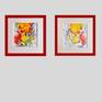 Canna floral pair in a virtual frame and wall