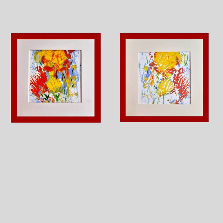 Original Abstract Floral Printmaking by Asha Shenoy 
