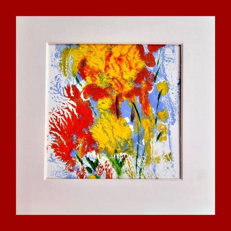 Original Abstract Floral Printmaking by Asha Shenoy 