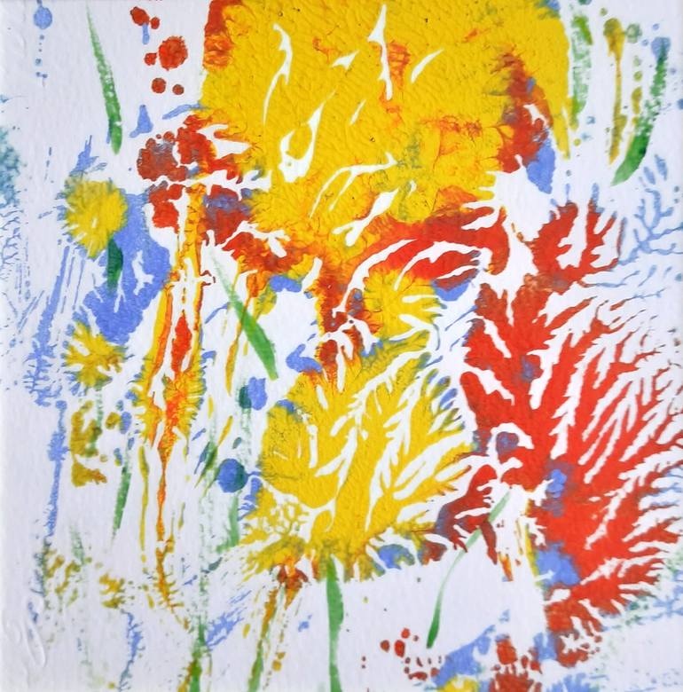 Original Abstract Floral Printmaking by Asha Shenoy 