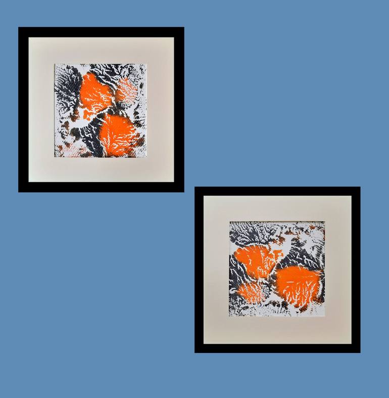 Original Nature Printmaking by Asha Shenoy | Abstract Art on Paper | Set of two Abstracts - 11 The Colors of Autumn