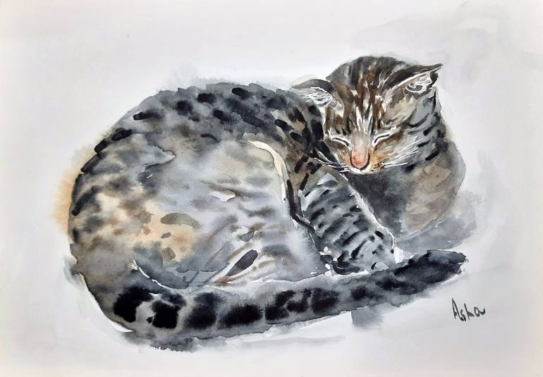 Original Art Deco Cats Paintings by Asha Shenoy 