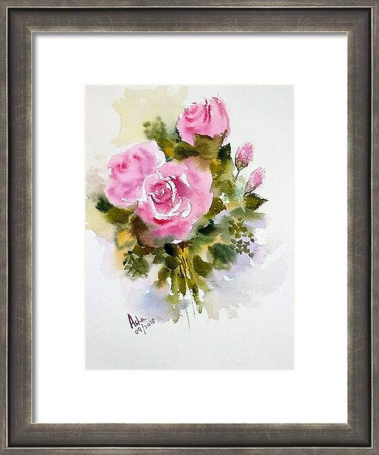 Original Art Deco Floral Painting by Asha Shenoy 