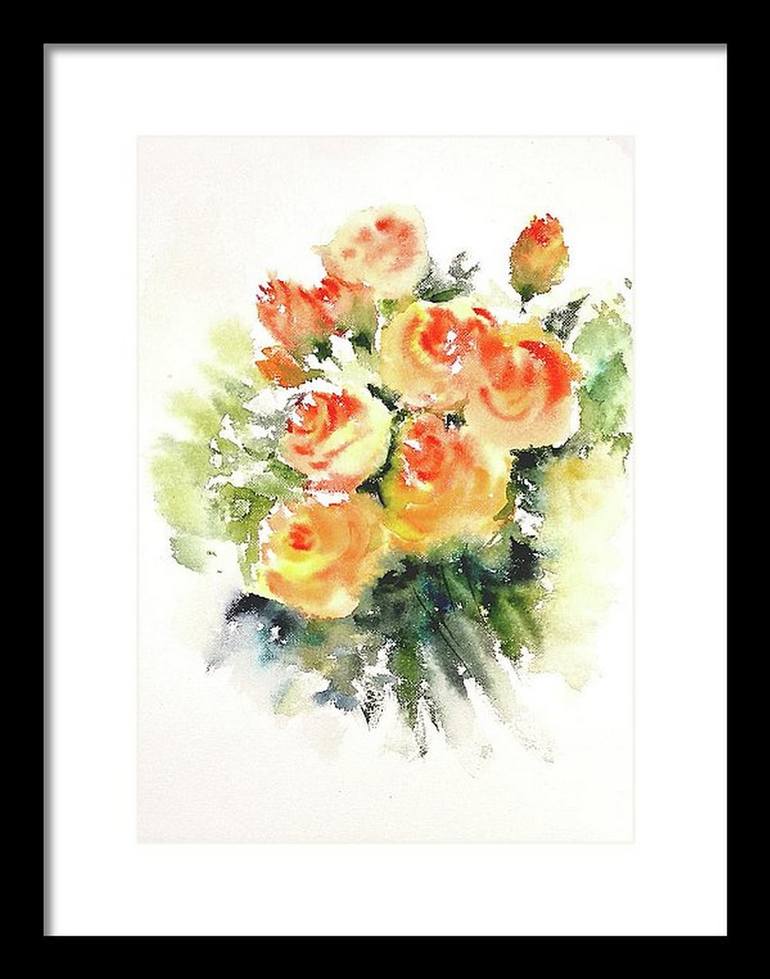 Original Classicism Floral Painting by Asha Shenoy 