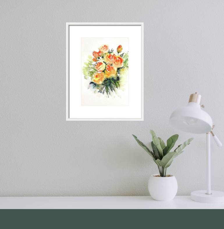 Original Classicism Floral Painting by Asha Shenoy 