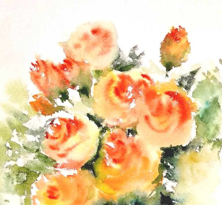 Original Classicism Floral Painting by Asha Shenoy 