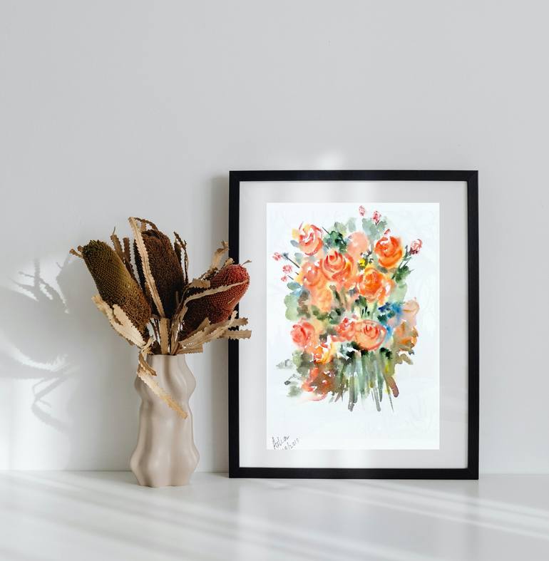 Original Classicism Floral Painting by Asha Shenoy 