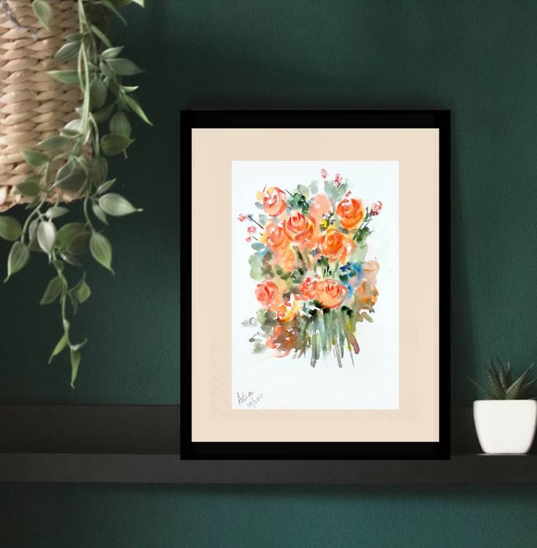 Original Classicism Floral Painting by Asha Shenoy 