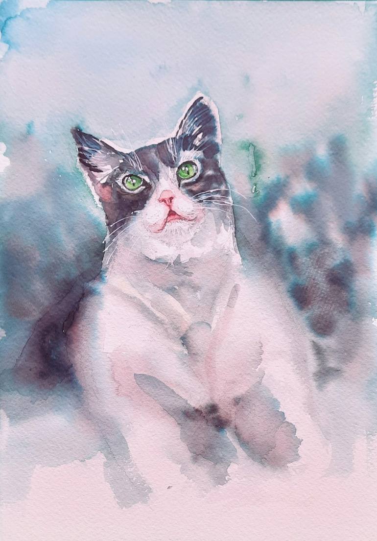 Print of Impressionism Cats Paintings by Asha Shenoy 