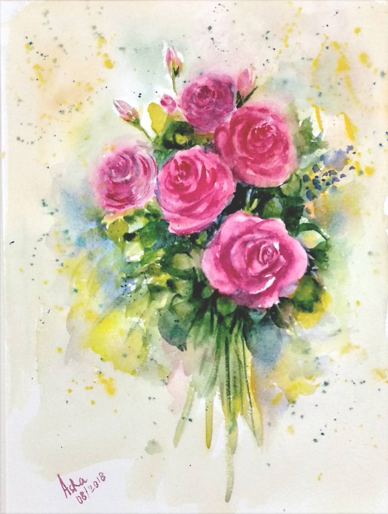 Print of Impressionism Floral Paintings by Asha Shenoy 