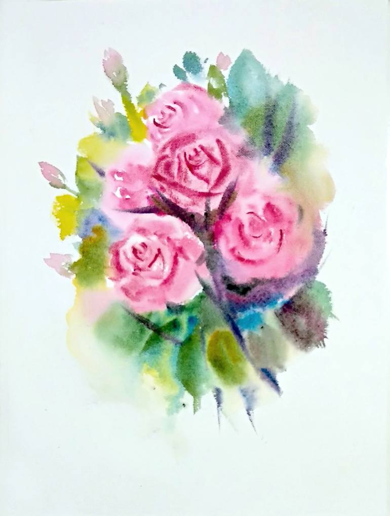 Print of Impressionism Floral Paintings by Asha Shenoy 