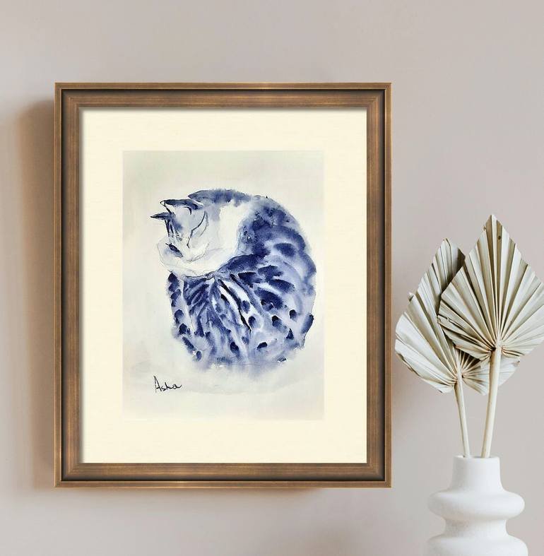 Original Black & White Cats Painting by Asha Shenoy 