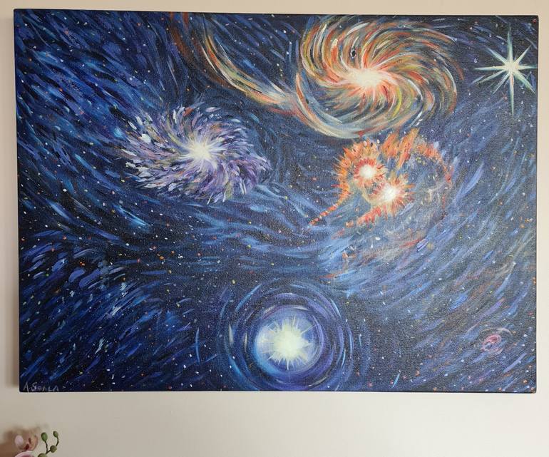 Original Expressionism Outer Space Painting by Anastasia Scala