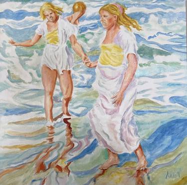 Original Expressionism Beach Paintings by Charles Davenport