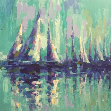 Original Expressionism Sailboat Paintings by Charles Davenport