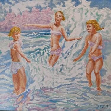 Original Figurative Beach Paintings by Charles Davenport