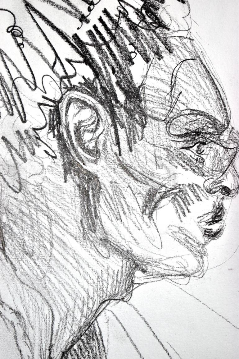 Original Abstract Expressionism People Drawing by Elena Grazia