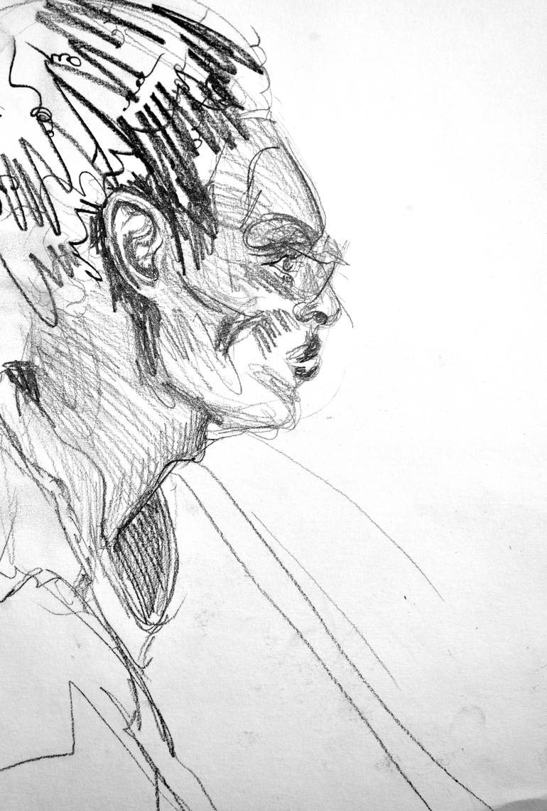 Original Abstract Expressionism People Drawing by Elena Grazia