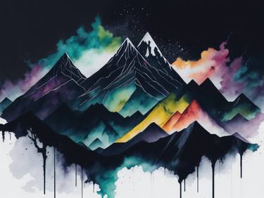 Mountains watercolor painting thumb