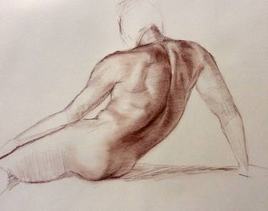 Study of male torso back in rotation thumb