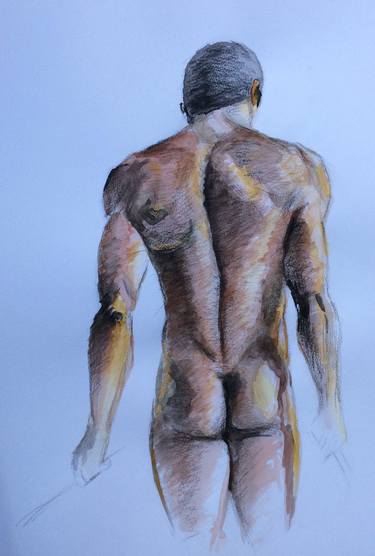 Study of male nude in mixed media thumb