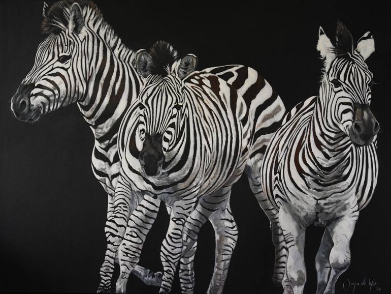 Original Animal Painting by Sonja De Wet | Contemporary Art on Canvas | Night at the Waterhole - Zebra