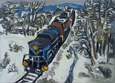 Original Expressionism Train Paintings by Andrey Kovalenko