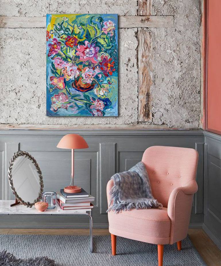 Original Art Nouveau Floral Painting by Andrey Kovalenko