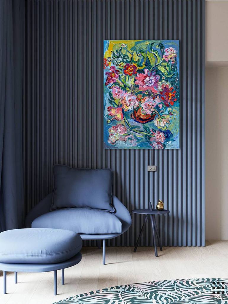 Original Art Nouveau Floral Painting by Andrey Kovalenko