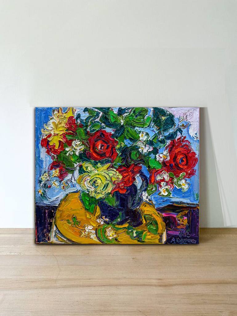 Original Expressionism Floral Painting by Andrey Kovalenko