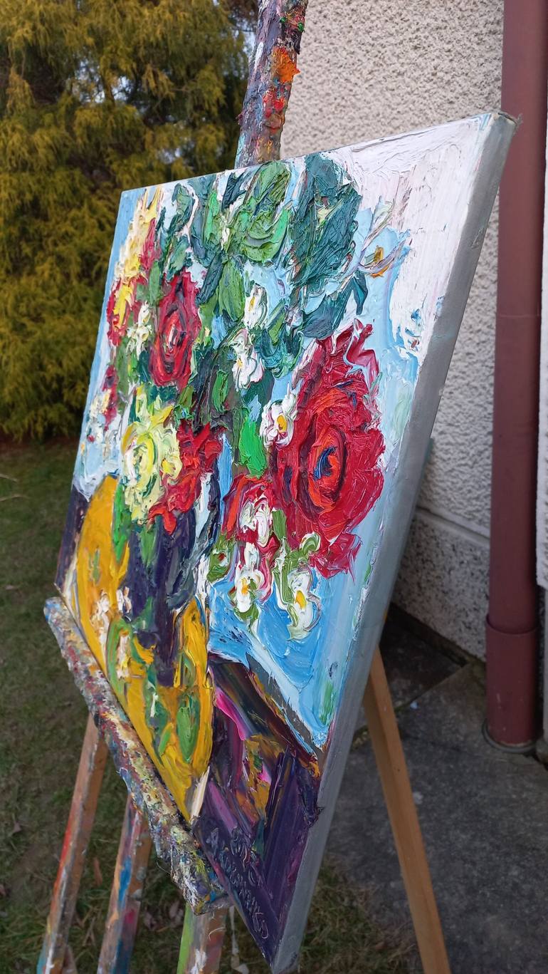 Original Expressionism Floral Painting by Andrey Kovalenko