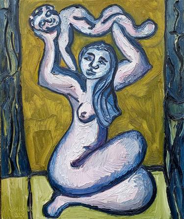 Motherhood Original Oil Painting Symbolic Wall Art Mothers Day thumb