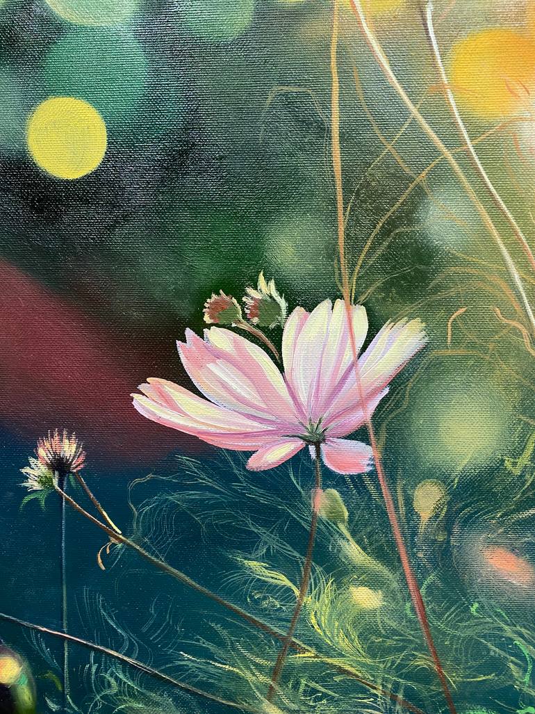 Light in the Petals — Oil Flower Landscape, 70x50 cm Painting by