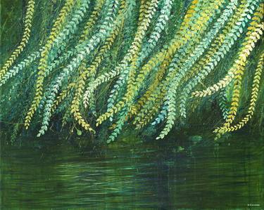 Emerald Green Willow Tree Painting thumb