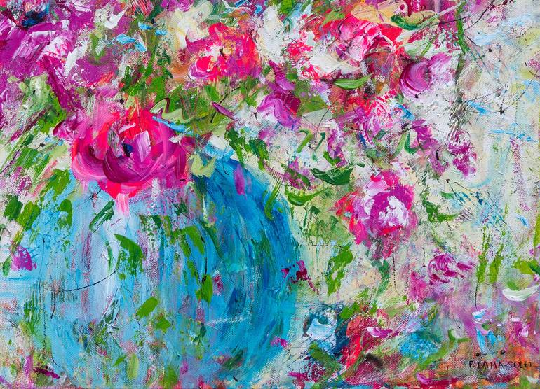 Original Floral Painting by Francoise Lama-Solet