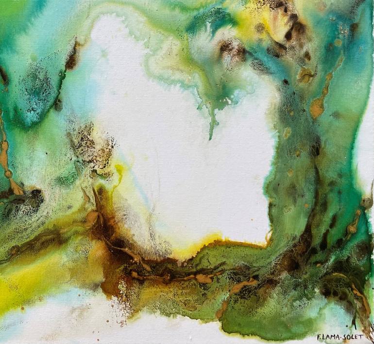 Original Abstract Floral Painting by Francoise Lama-Solet