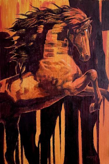 Original Abstract Horse Paintings by Amjad Hussain