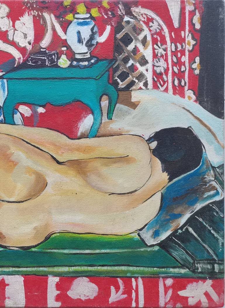 Original Art Deco Nude Painting by Tharuka Peiris