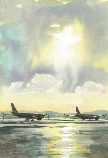 Print of Fine Art Aeroplane Paintings by Eugene Popov