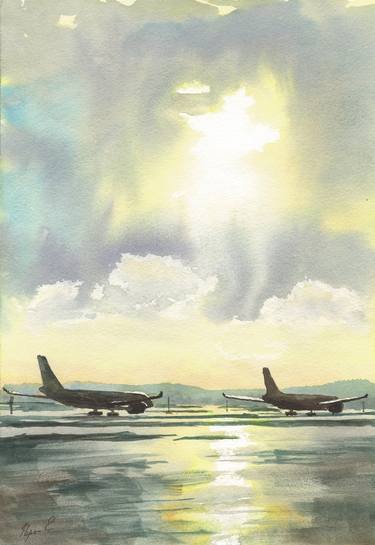 Print of Contemporary Aeroplane Paintings by Eugene Popov