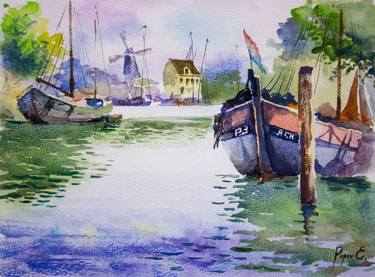 Original Fine Art Boat Paintings by Eugene Popov
