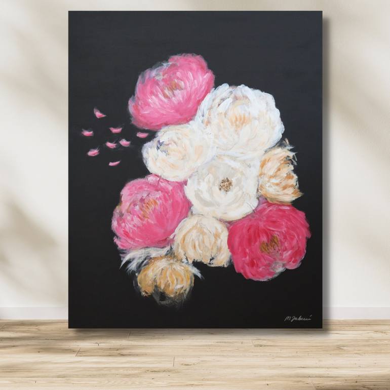Original Abstract Floral Painting by Marta Jabcoń