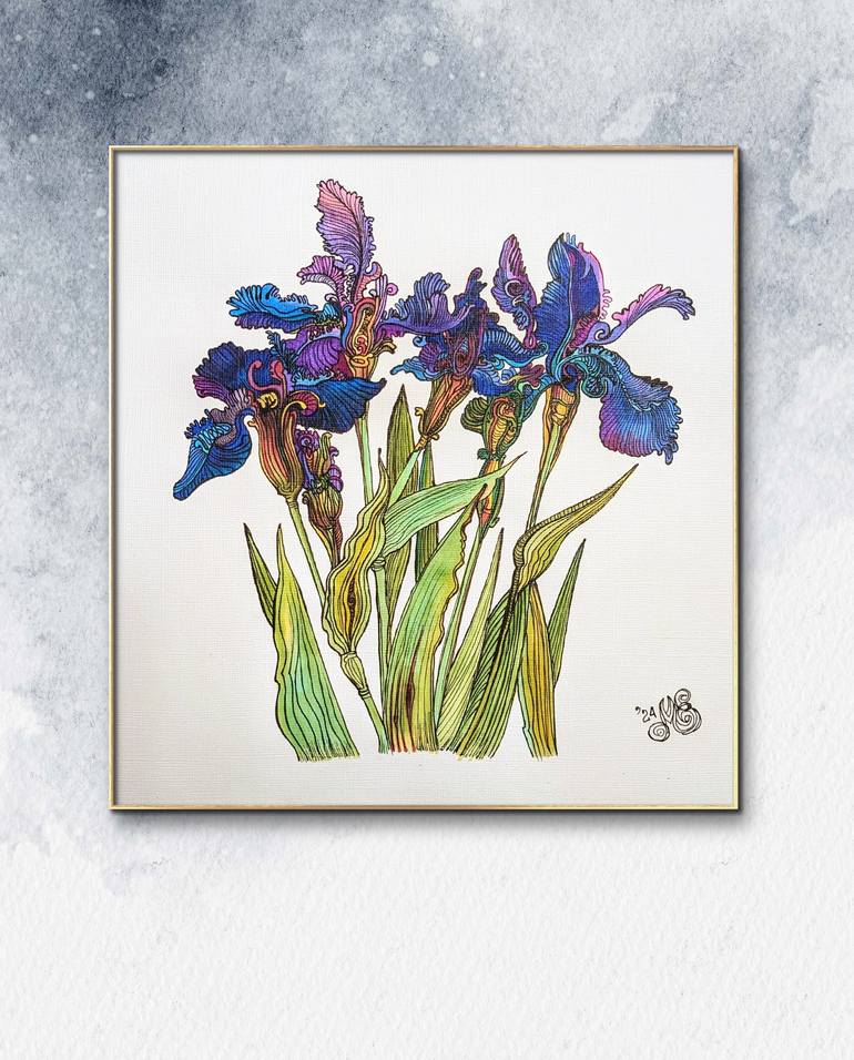 Original Illustration Floral Drawing by Elena Karlson