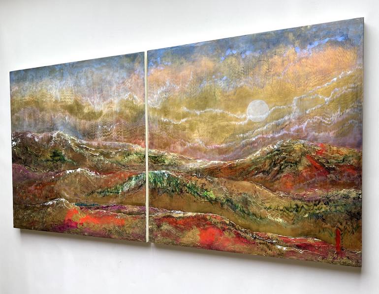 Original Abstract Landscape Mixed Media by Helen Pittick