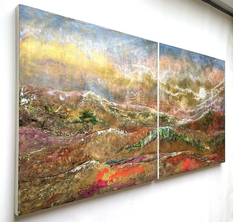 Original Abstract Landscape Mixed Media by Helen Pittick