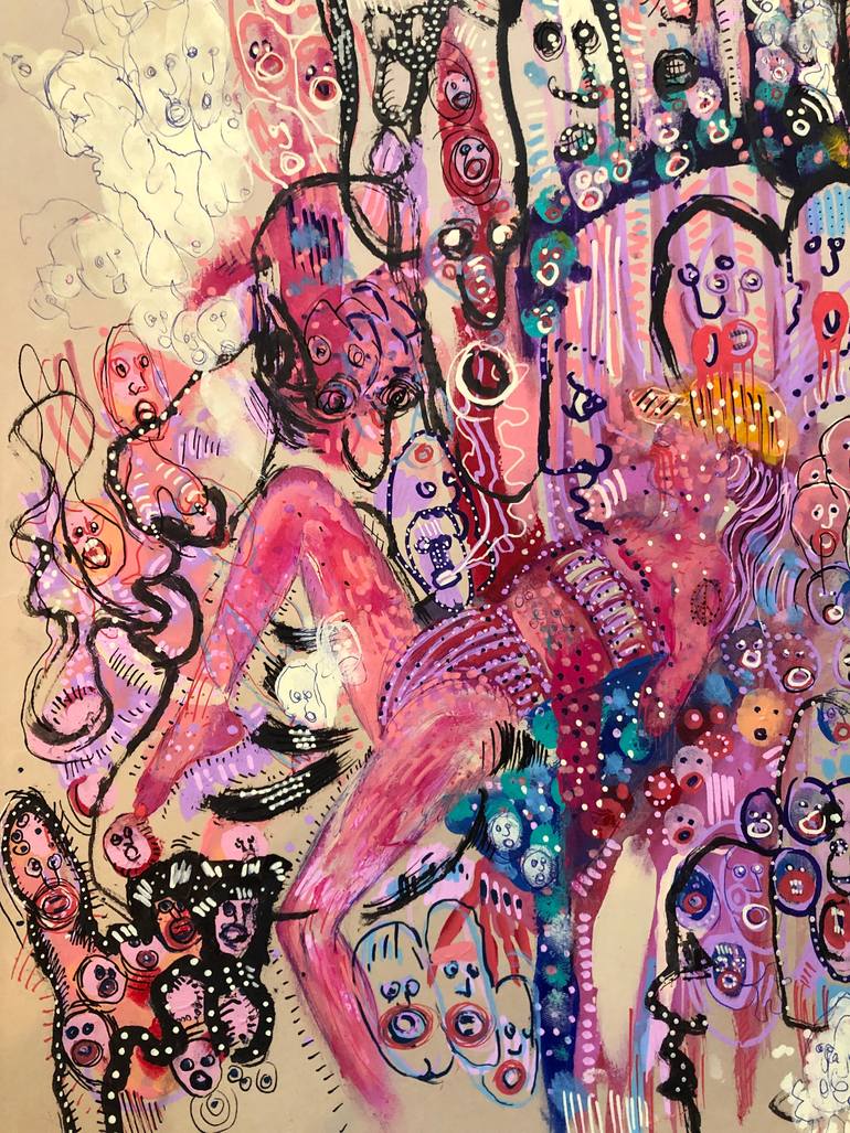 Original Expressionism Women Painting by Romano Valsky