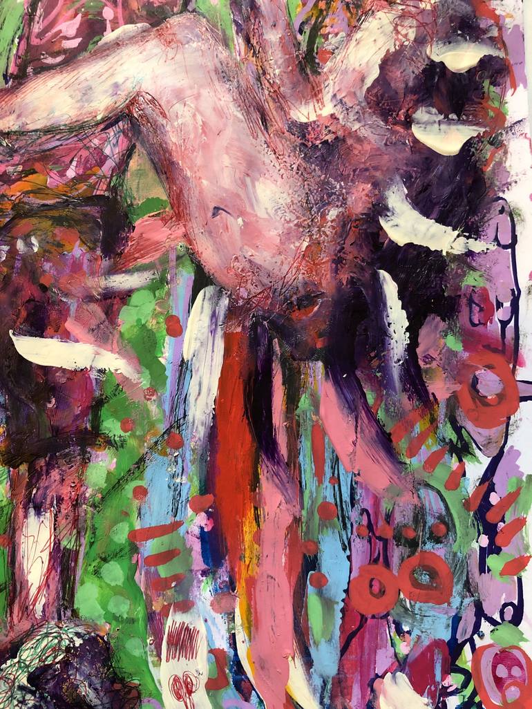Original Abstract Figurative Erotic Painting by Romano Valsky