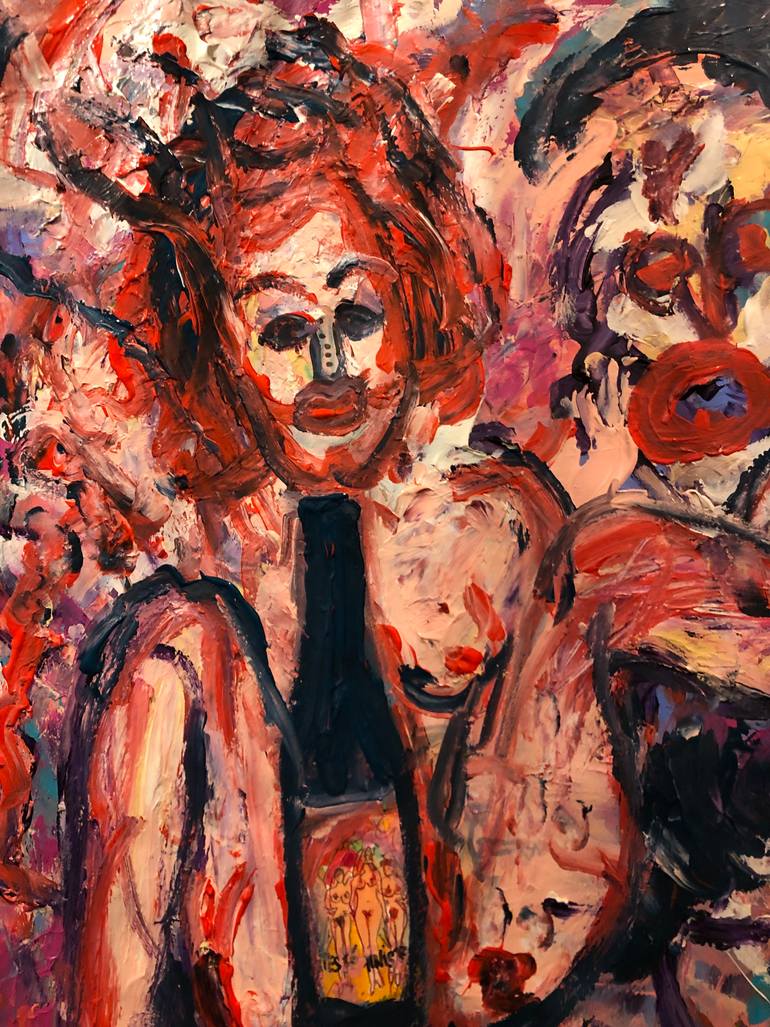 Original Abstract Expressionism Women Painting by Romano Valsky